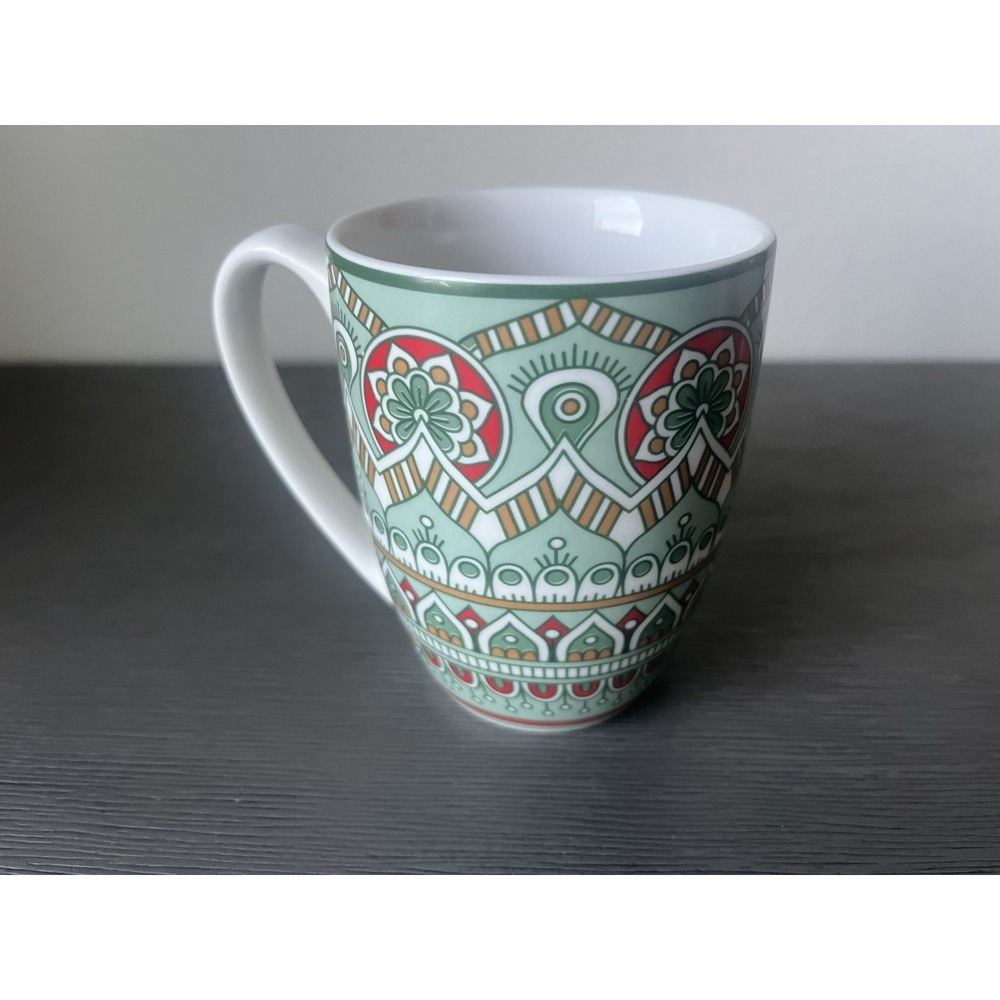 Vancasso Jasmin Royal Blue And Orange Porcelain Mug  10 oz